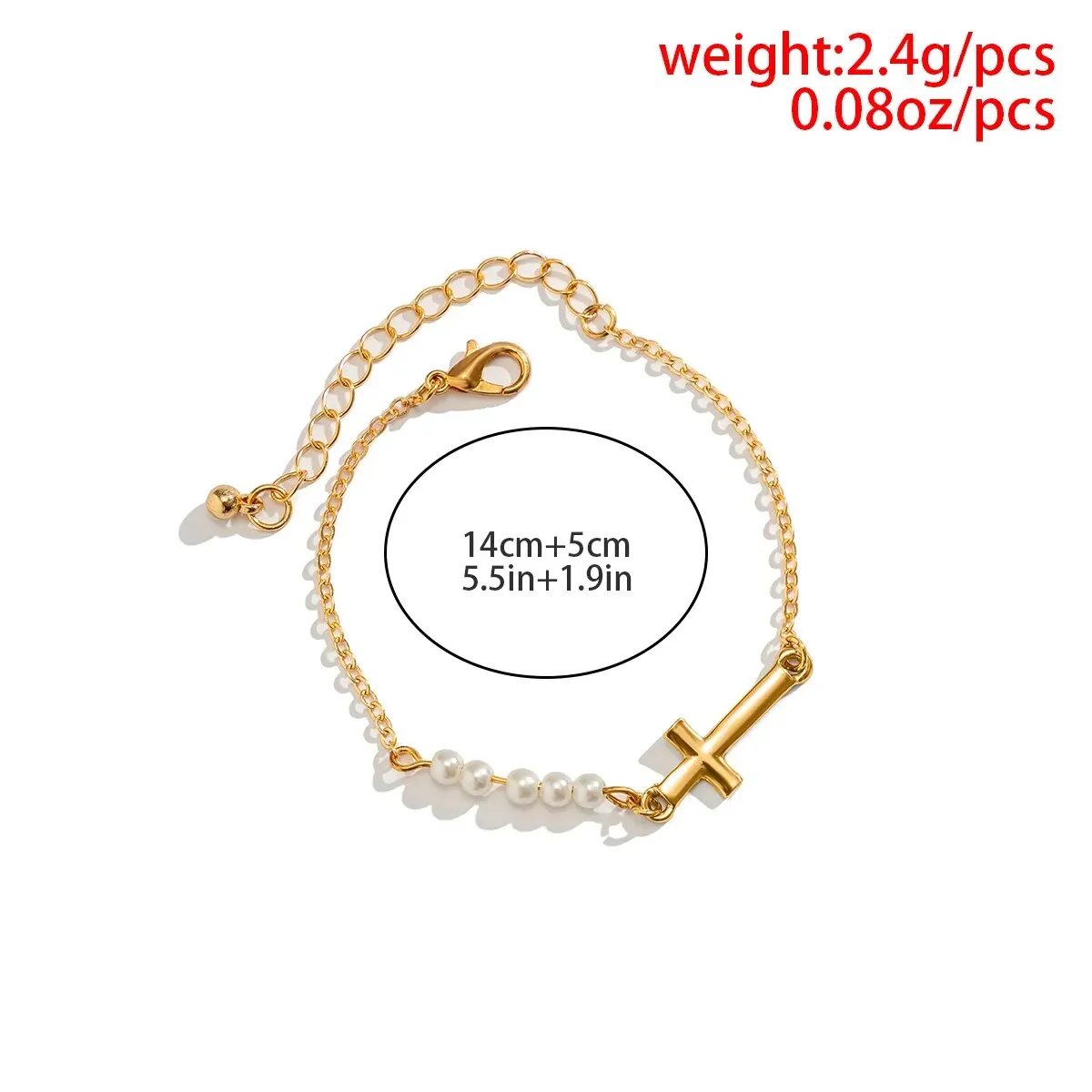 Ama Cross with Pearl Bracelet - Gold or Silver