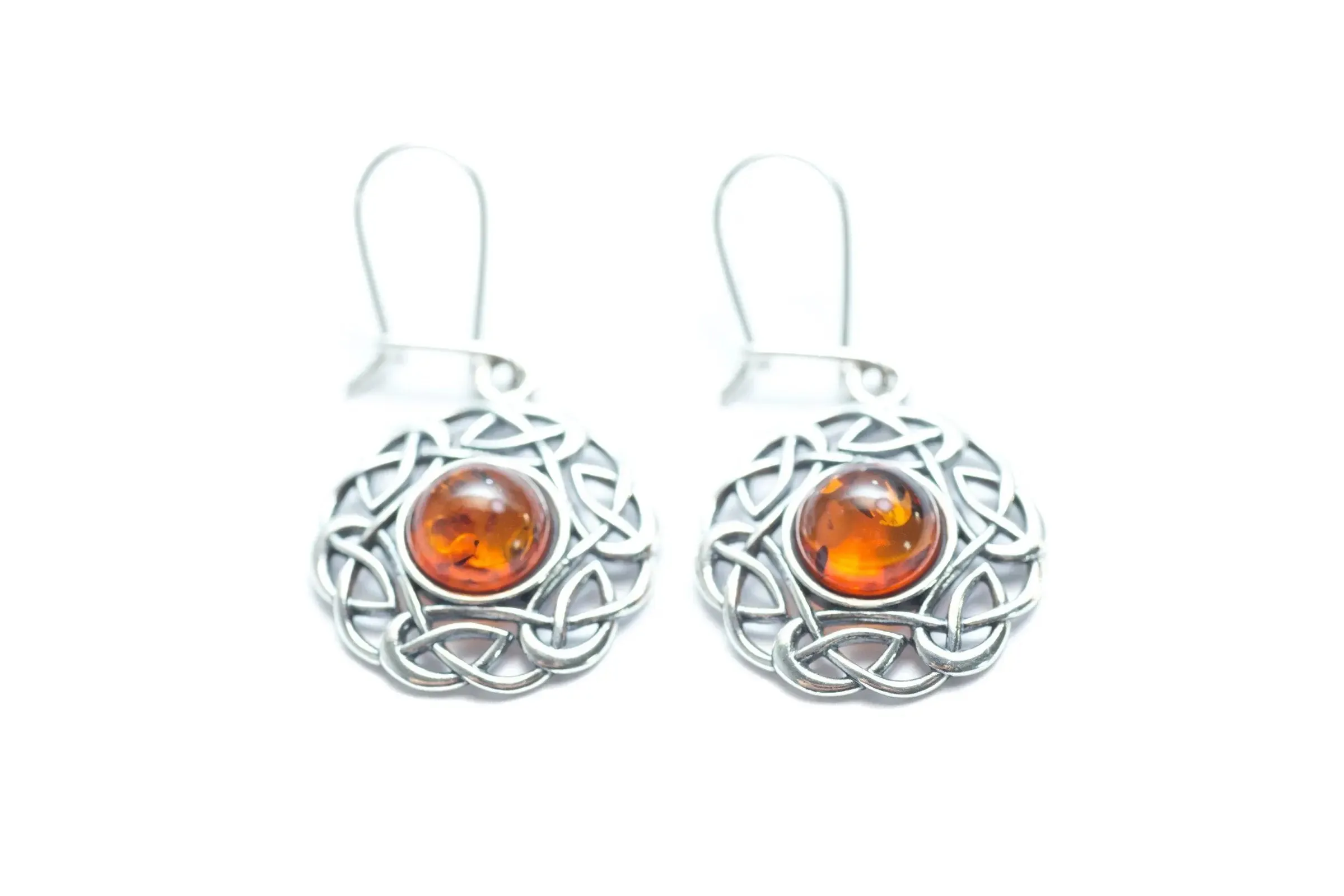 Amber Celtic Pattern Earrings