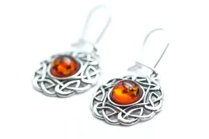 Amber Celtic Pattern Earrings