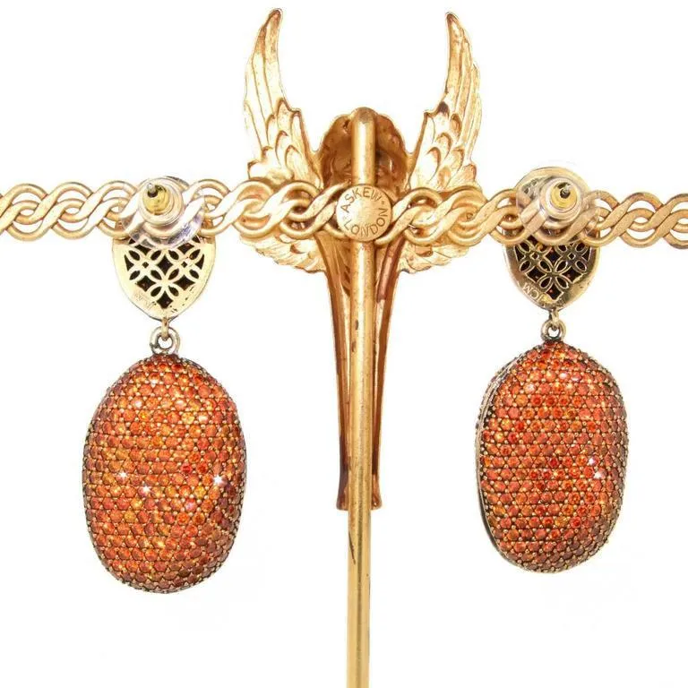 Amber Crystal Pebble Designer Earrings by JCM