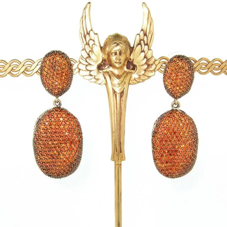 Amber Crystal Pebble Designer Earrings by JCM