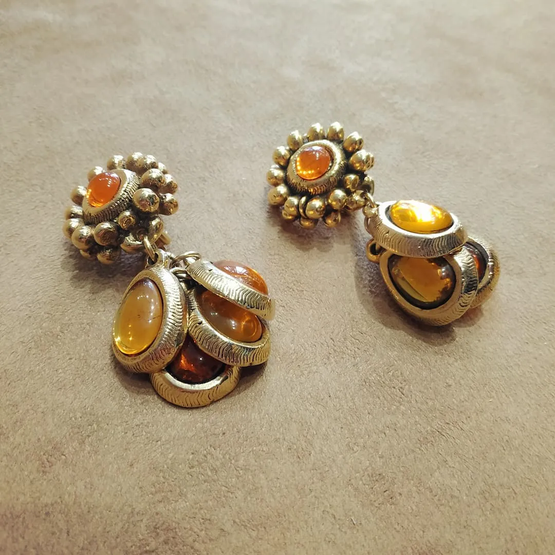 Amber Glass Drop clip on earring by Satellite Paris