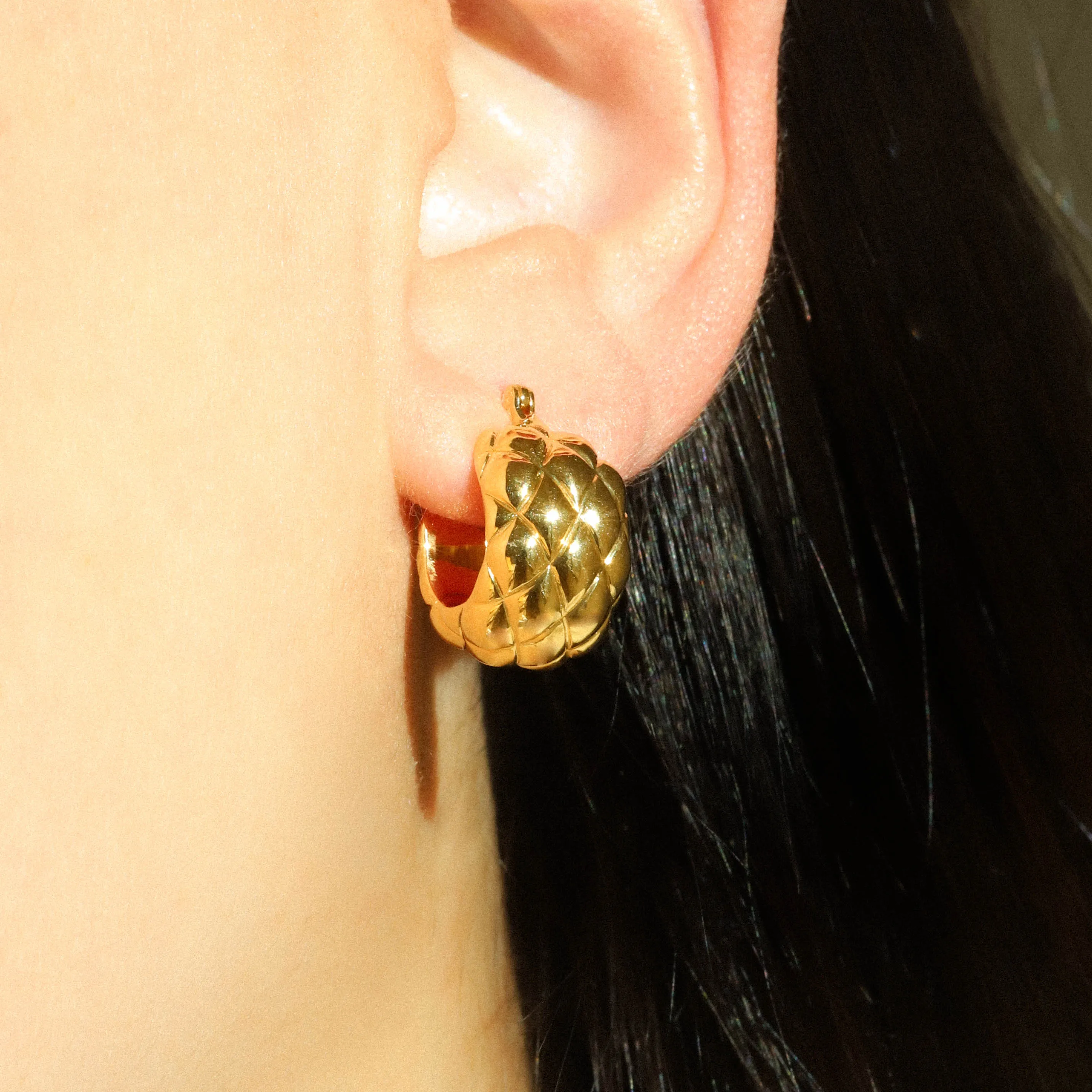 Amber Hoops - 14K Gold