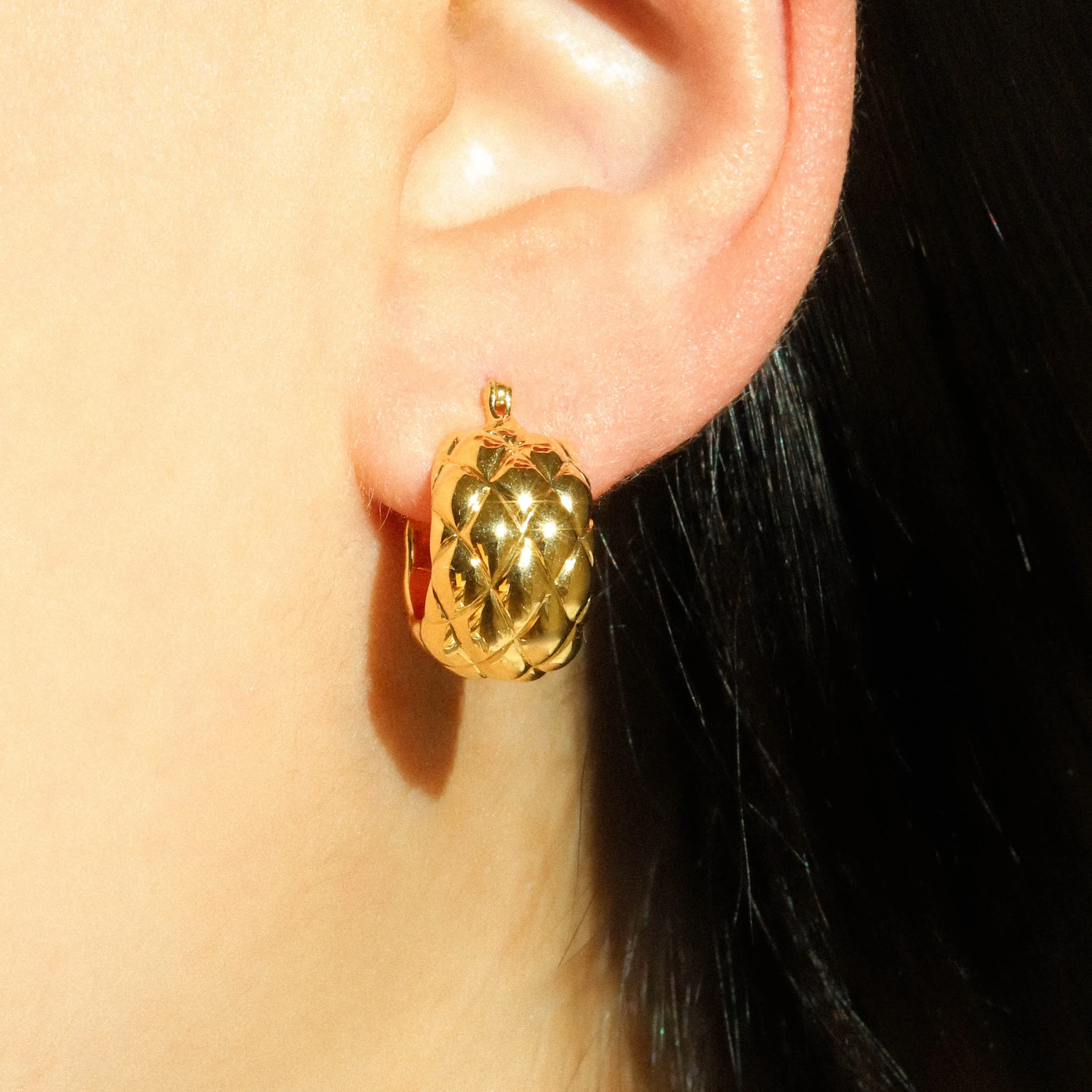 Amber Hoops - 14K Gold