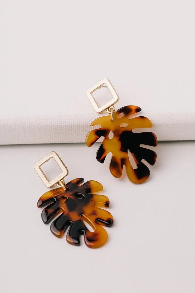 Amber Leaf Drop Earrings