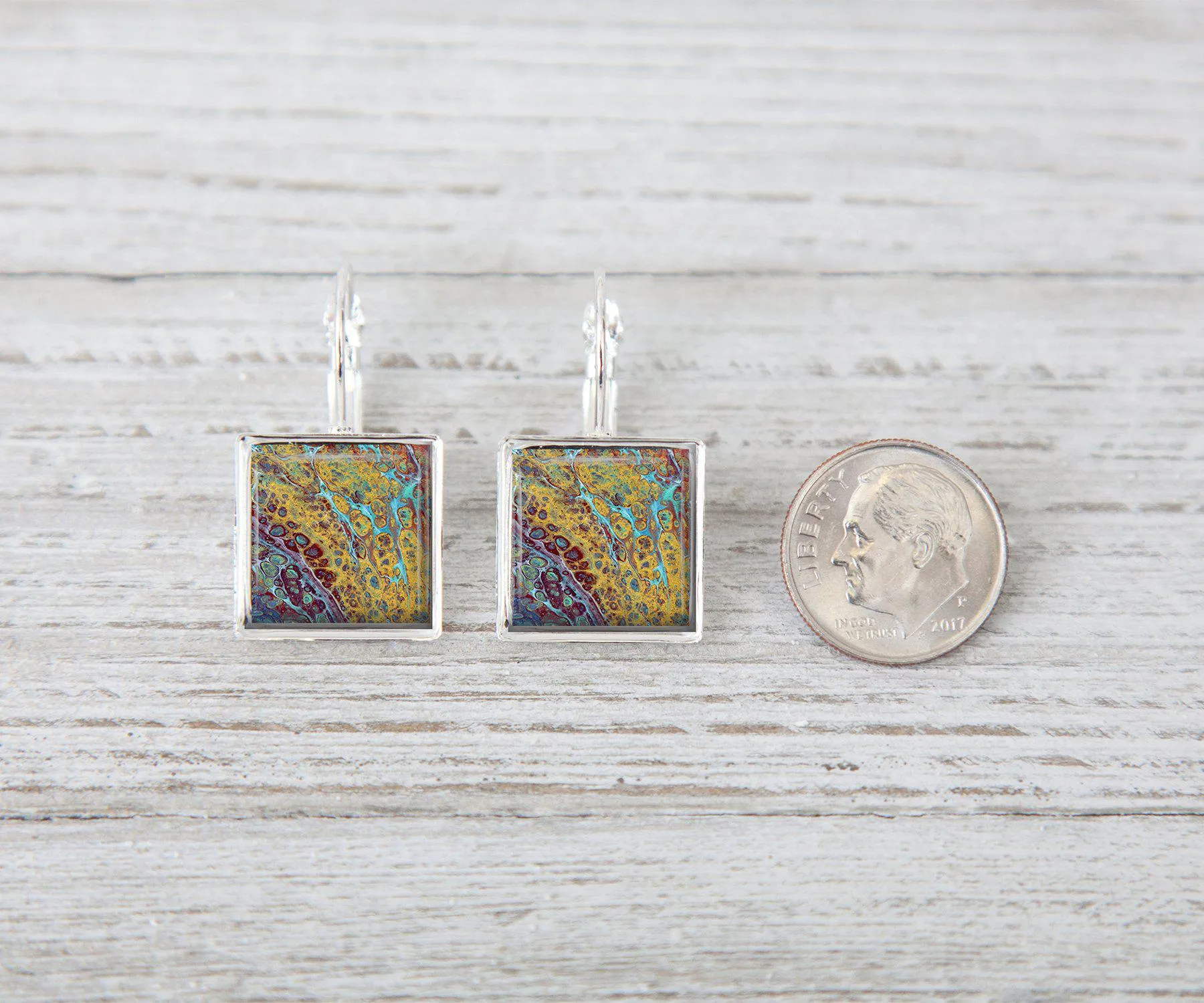 Amber Waves Square Dangle Earrings | Handmade Earrings | Beach Jewelry