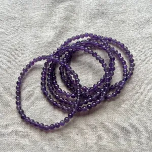 Amethyst 4mm Beaded Bracelet - Spiritual Protection