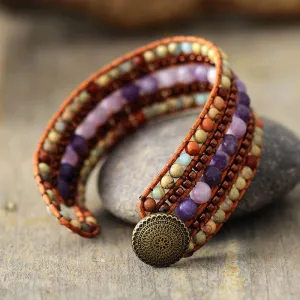 Amethyst & Earthy Jasper Cuff Bracelet