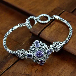 Amethyst & Sterling Silver Clasp Bracelet