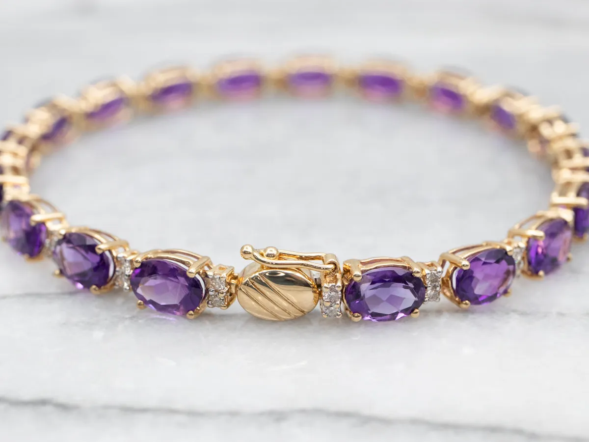 Amethyst and Diamond Tennis Bracelet