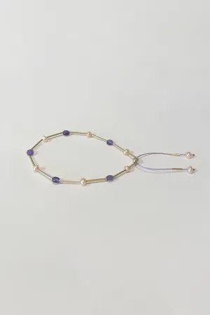 Amethyst and Pearl Gold-Filled Adjustable Bracelet