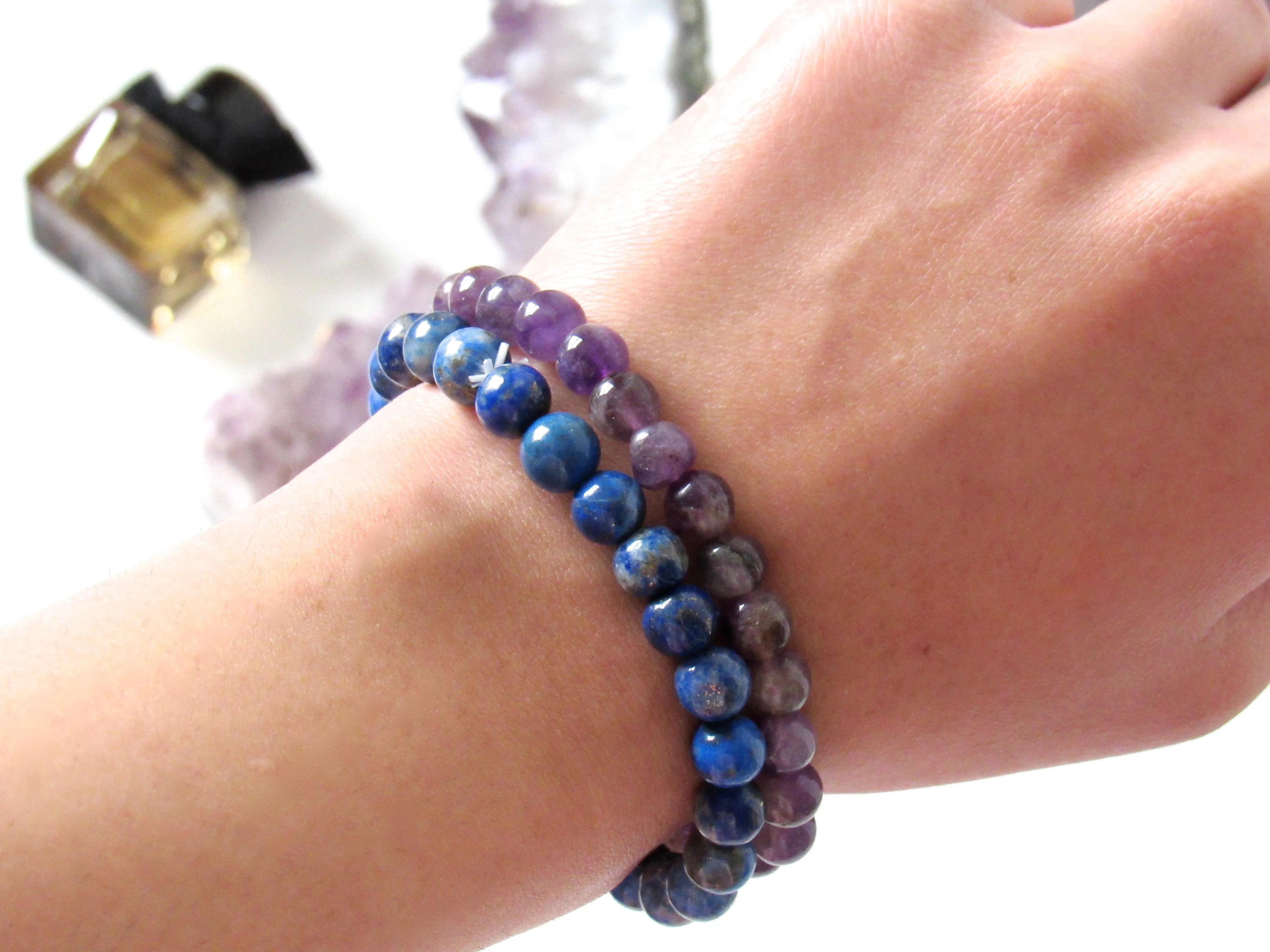 Amethyst Beaded Stone Bracelets