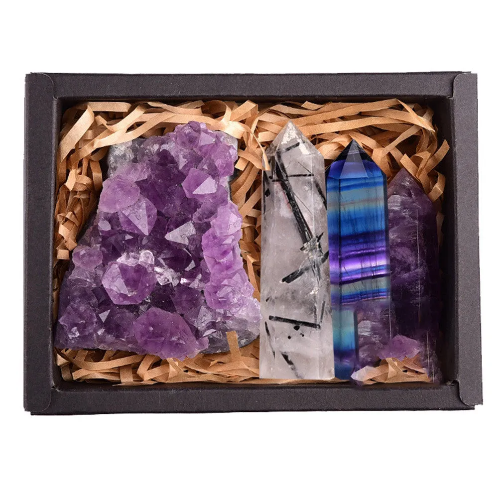 Amethyst Block Natural Crystal Exquisite Gift Box Set!!