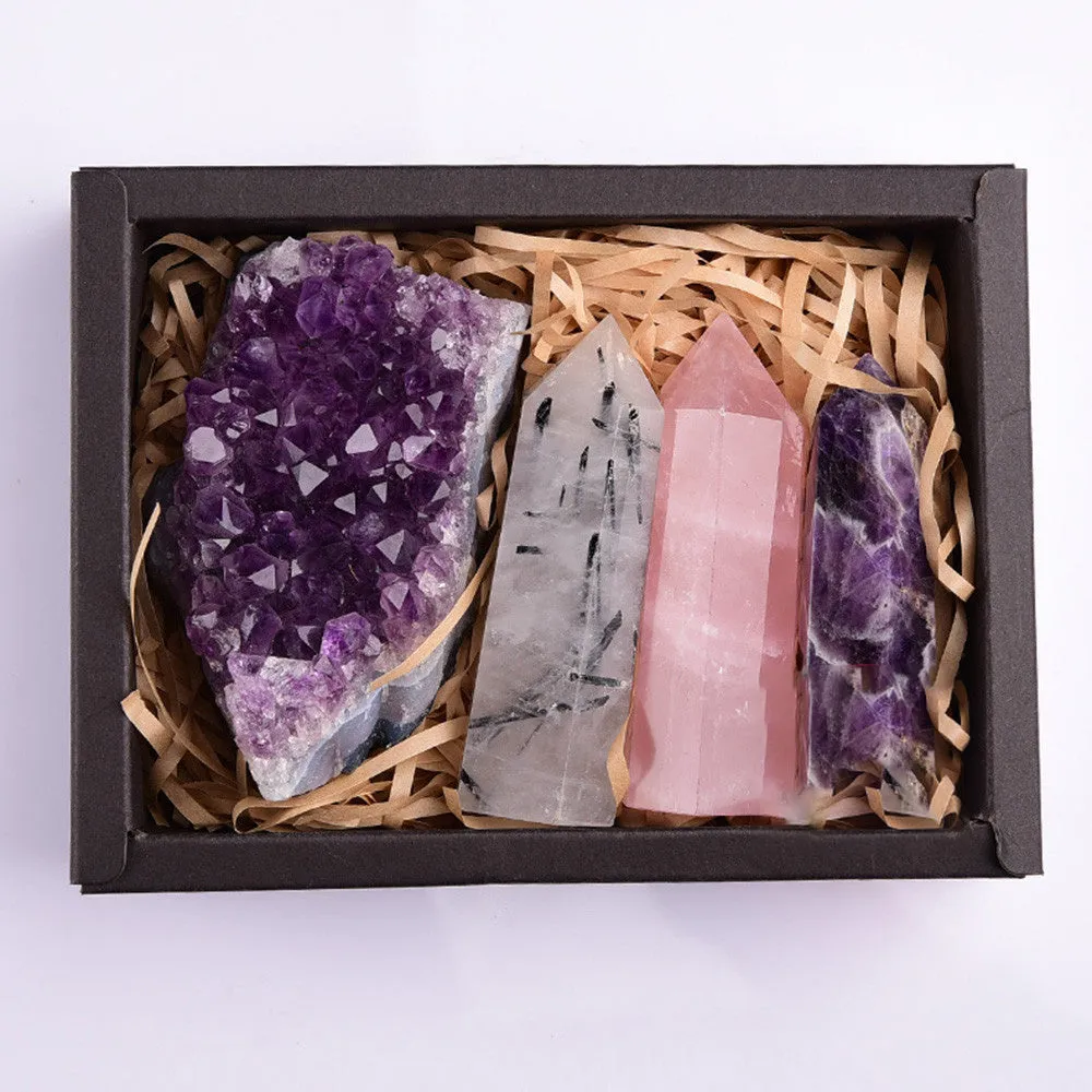 Amethyst Block Natural Crystal Exquisite Gift Box Set!!