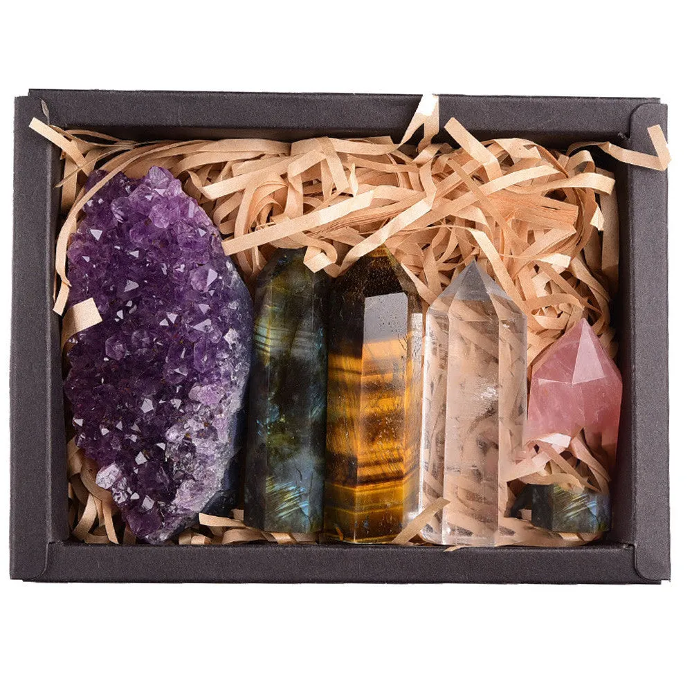 Amethyst Block Natural Crystal Exquisite Gift Box Set!!