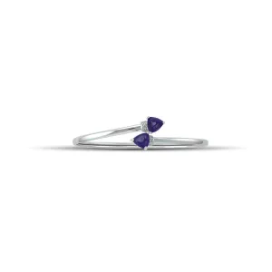 Amethyst Bracelet - Flex Bangle with Amethyst and Diamond in Silver