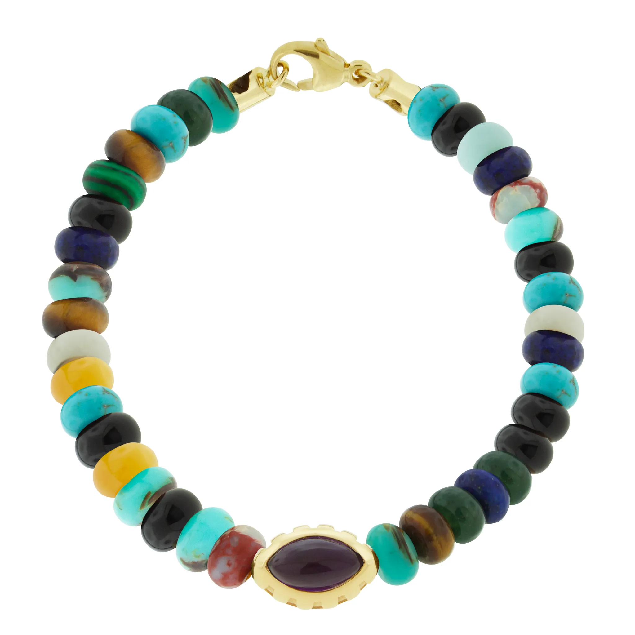 Amethyst Eye of the Idol Multi Gemstone Bead Bracelet with Clasp