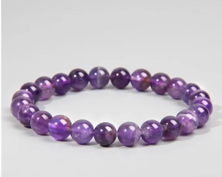 Amethyst  gemstone, yoga, stretch cording bracelet, jewelry.