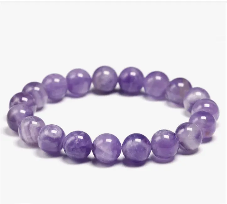 Amethyst  gemstone, yoga, stretch cording bracelet, jewelry.