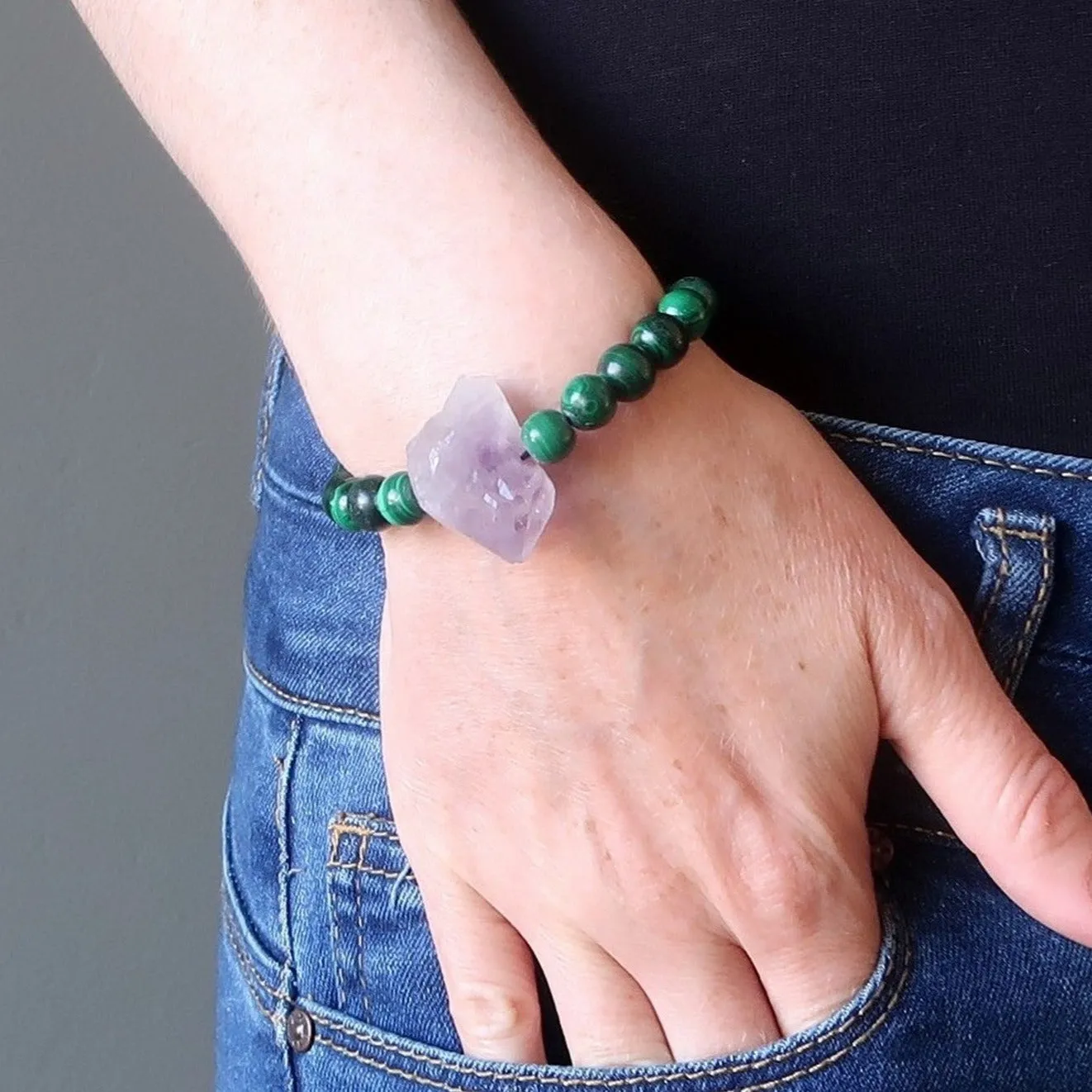 Amethyst Malachite Bracelet Valiant Path