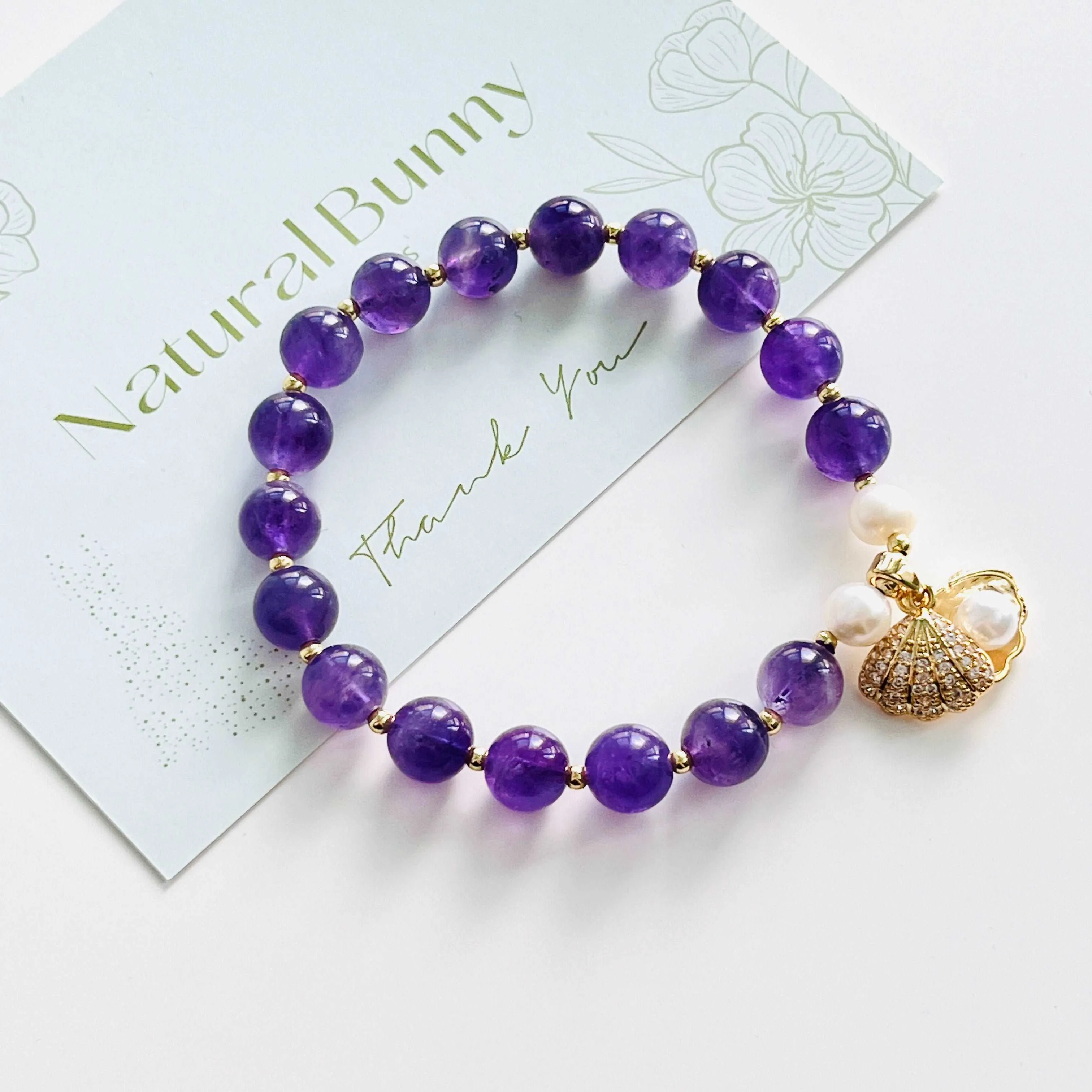 Amethyst Pearl Beaded Bracelet