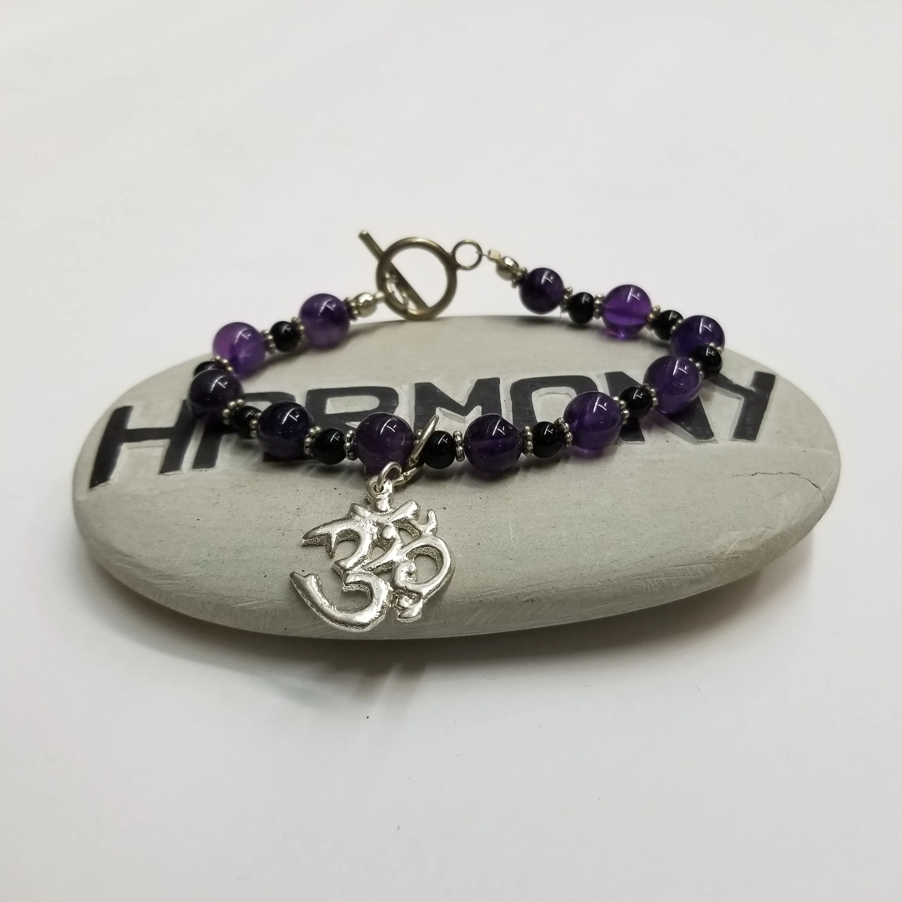 Amethyst Stone & Om Bracelet