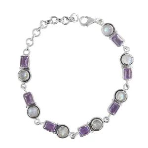 Amethyst with Rainbow Moonstone Bracelet