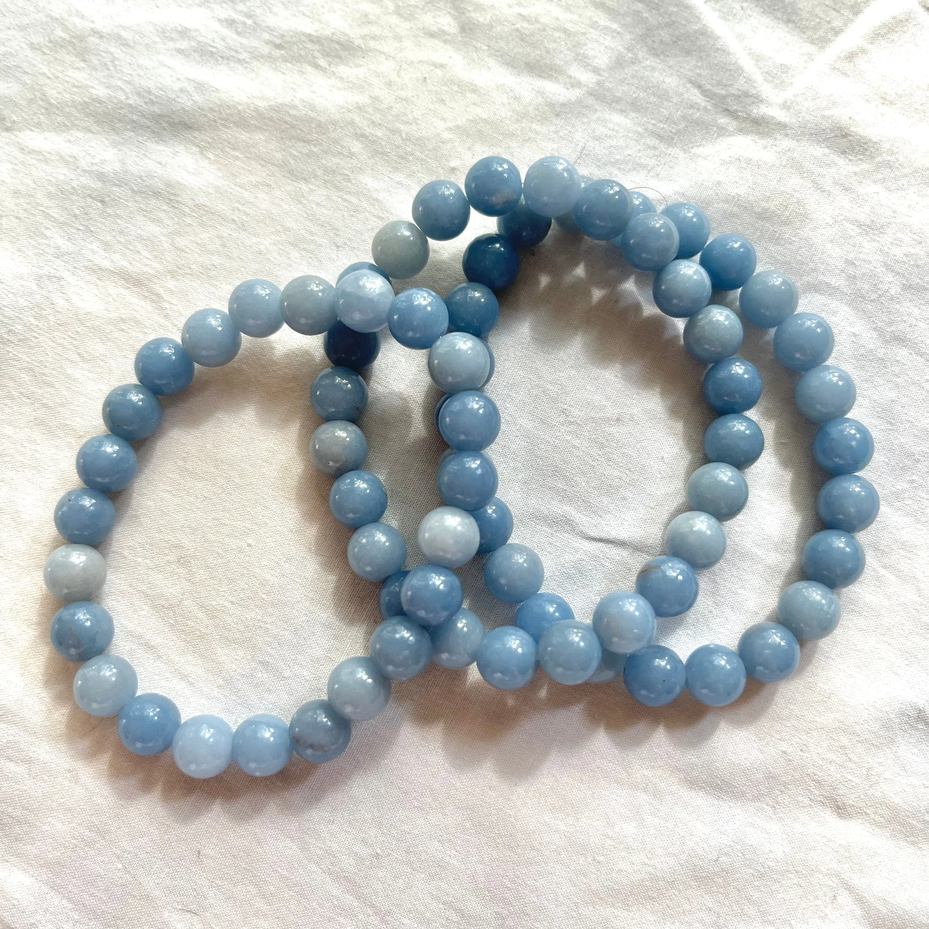 Angelite 8mm Beaded Bracelet - Angelic Energy