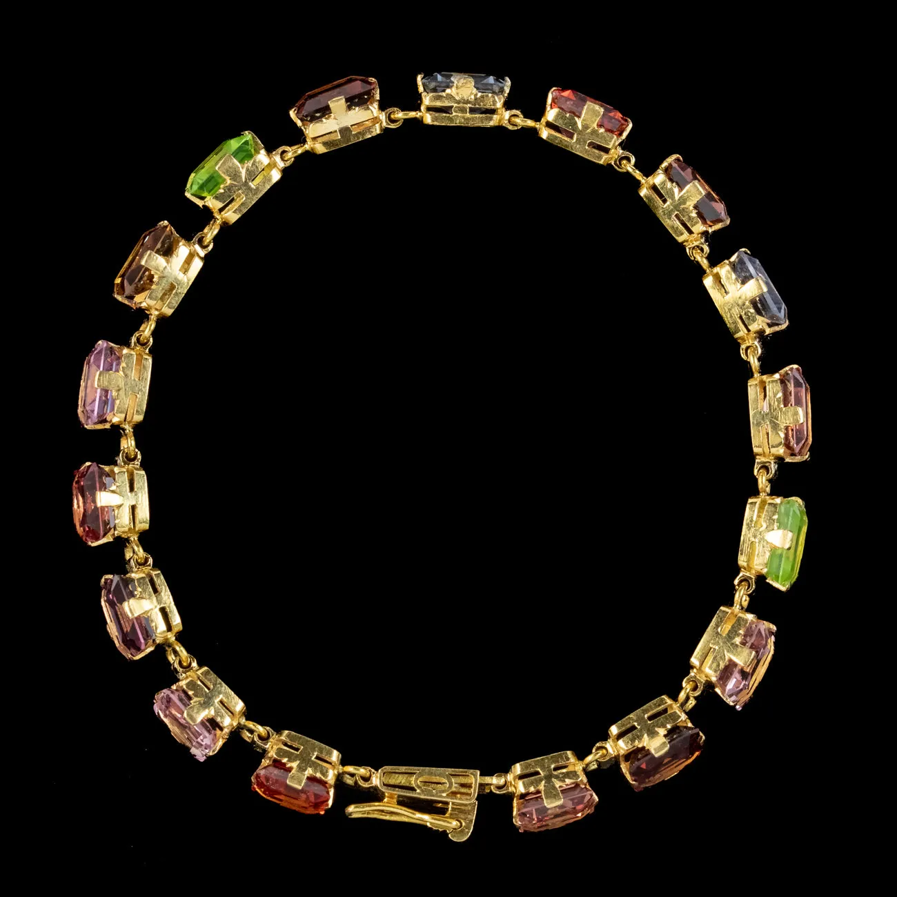 Antique Art Deco Gemstone Bracelet 18ct Gold