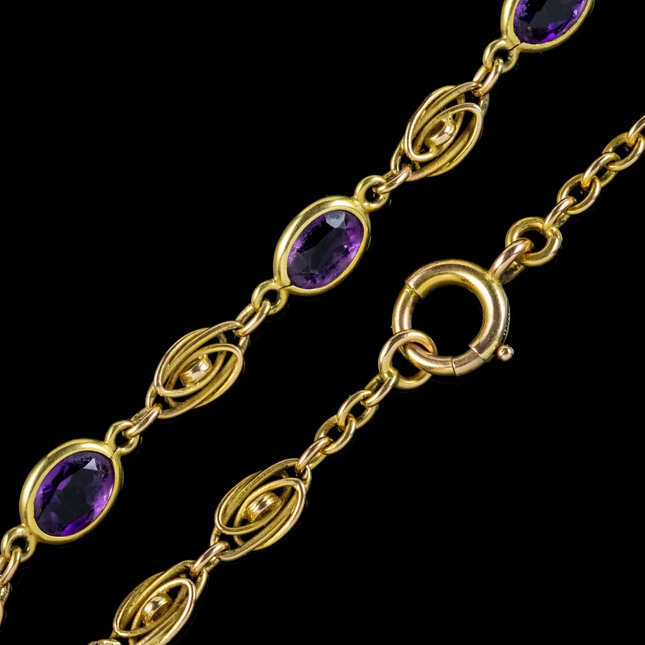 Antique Edwardian Amethyst Necklace 9ct Gold Circa 1910