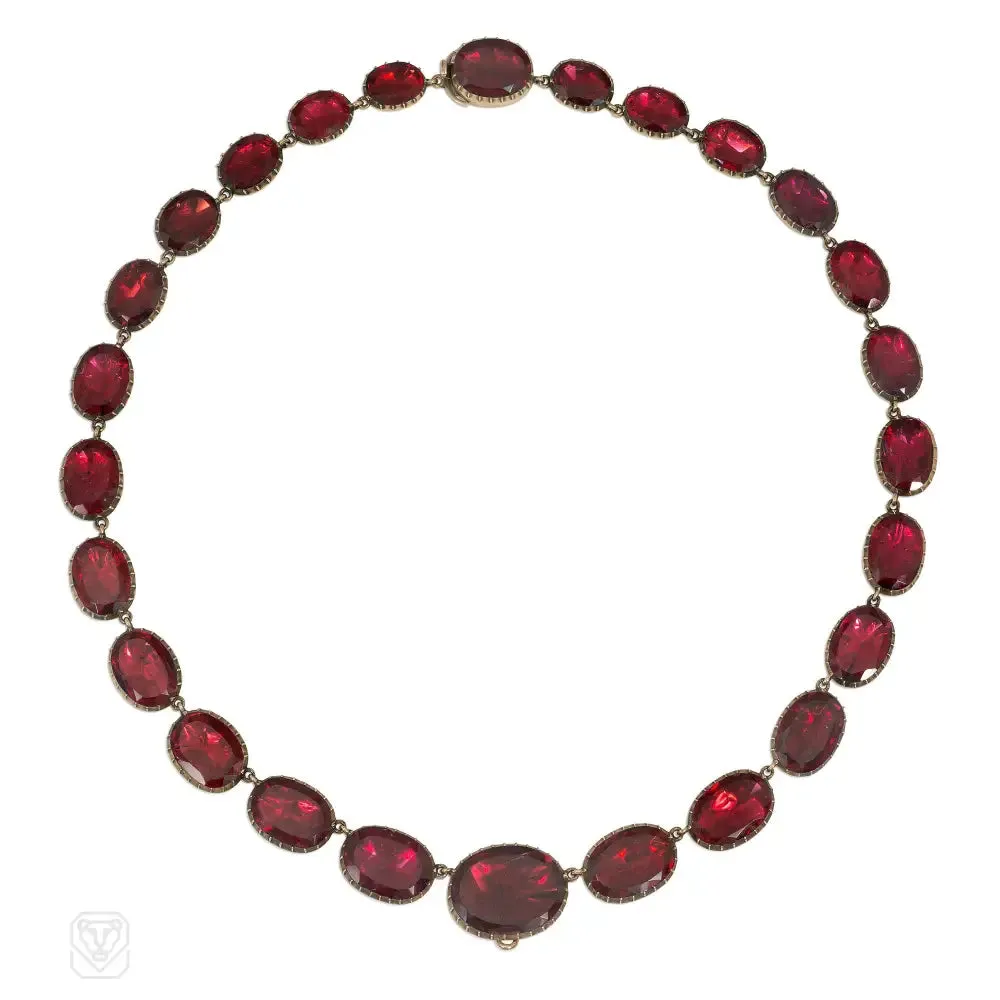 Antique garnet and gold rivière necklace