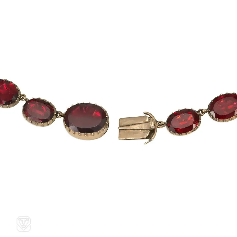 Antique garnet and gold rivière necklace