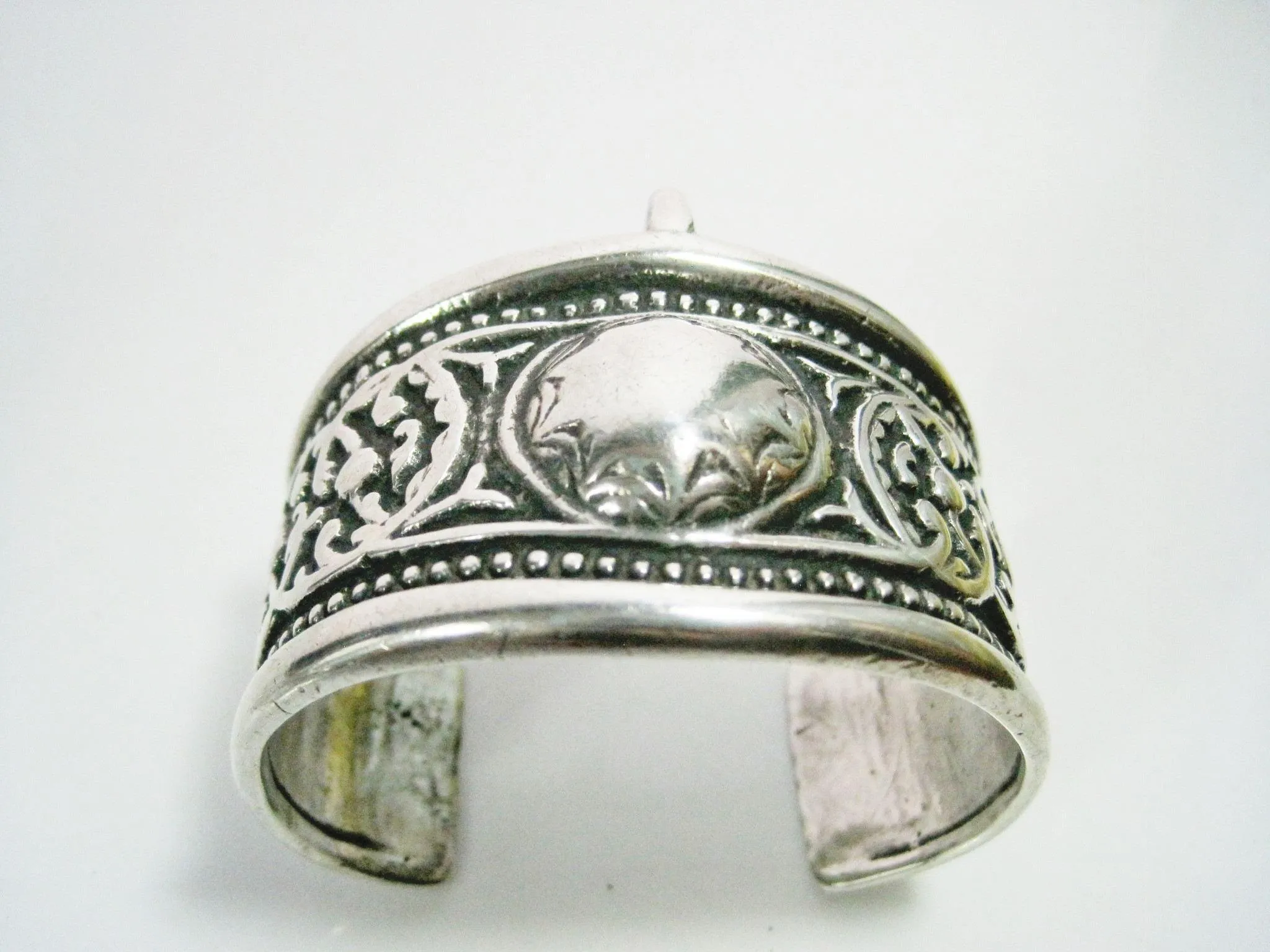 Antique Kazakh Central Asian Silver Cuff Bracelet