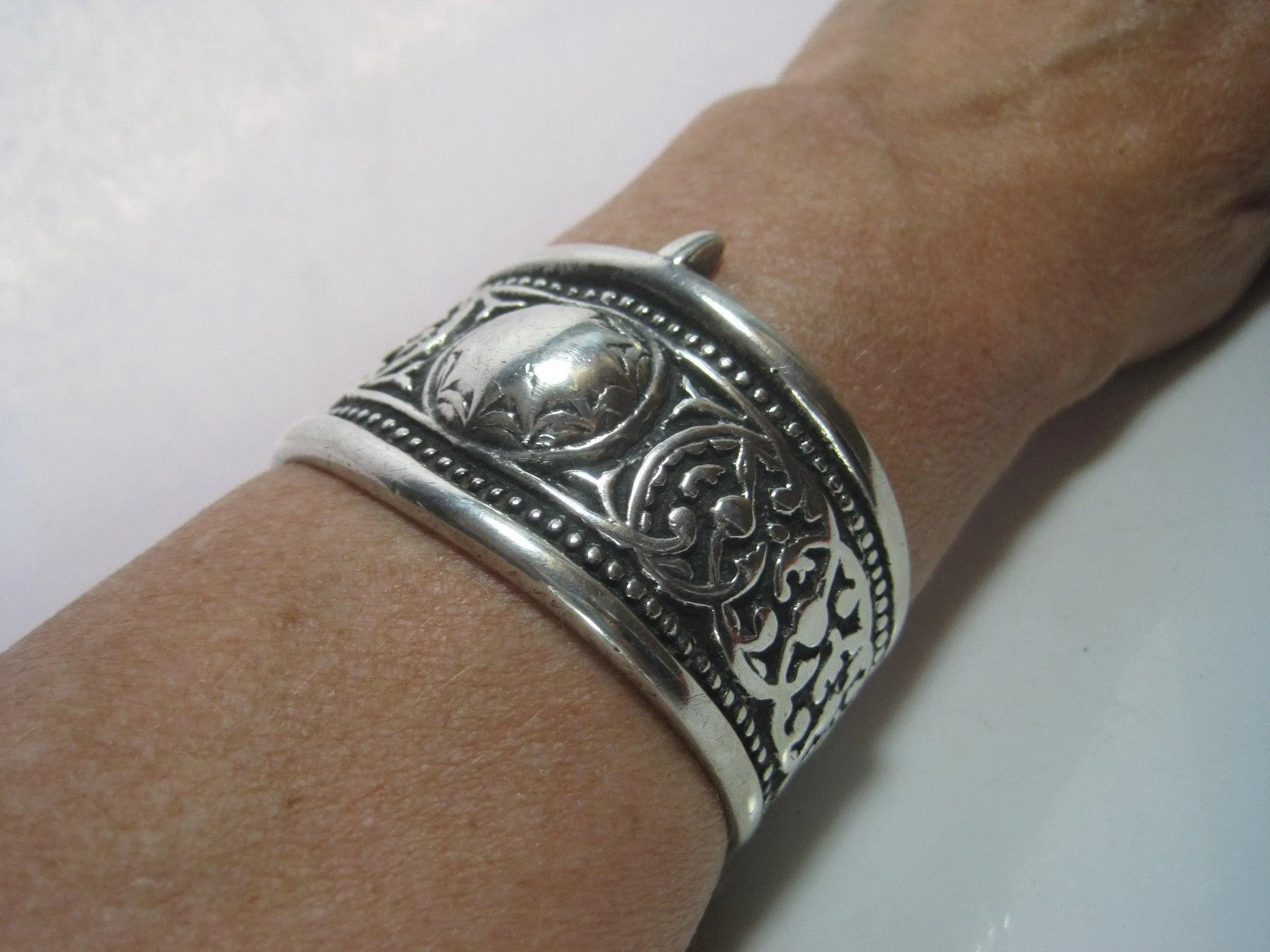 Antique Kazakh Central Asian Silver Cuff Bracelet