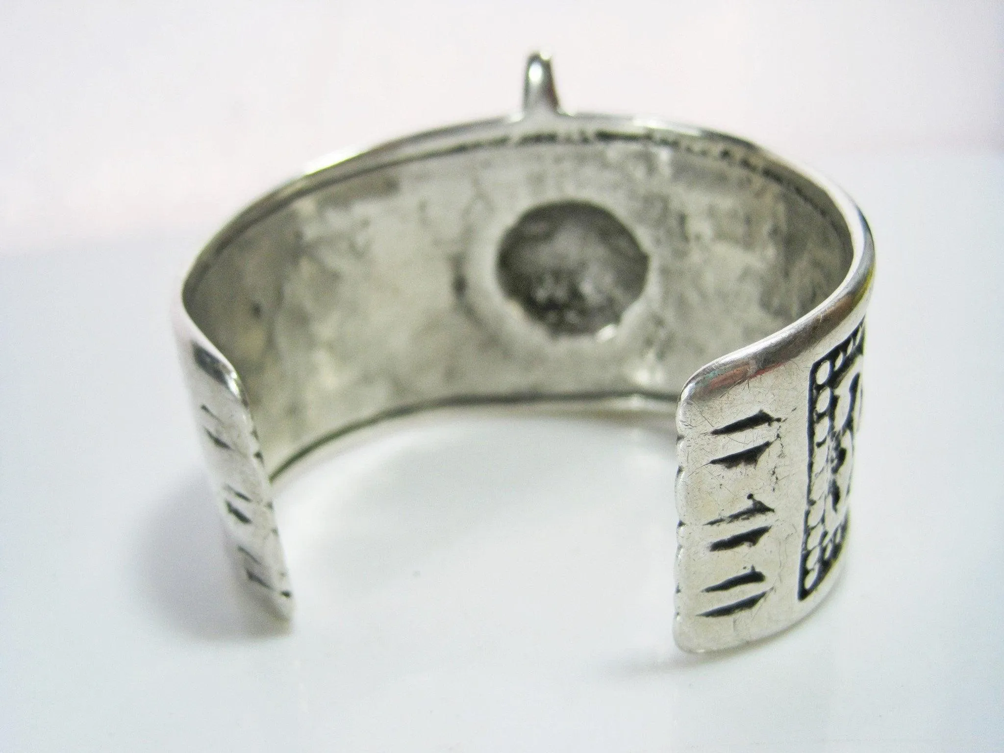 Antique Kazakh Central Asian Silver Cuff Bracelet