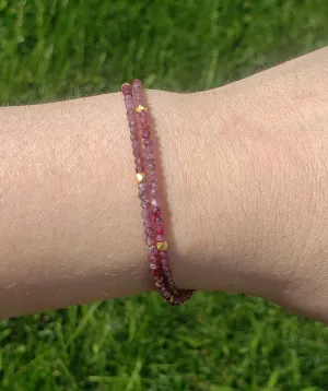 AVF Ruby & Gold Filled Double Strand Beaded Bracelet (SI3645)