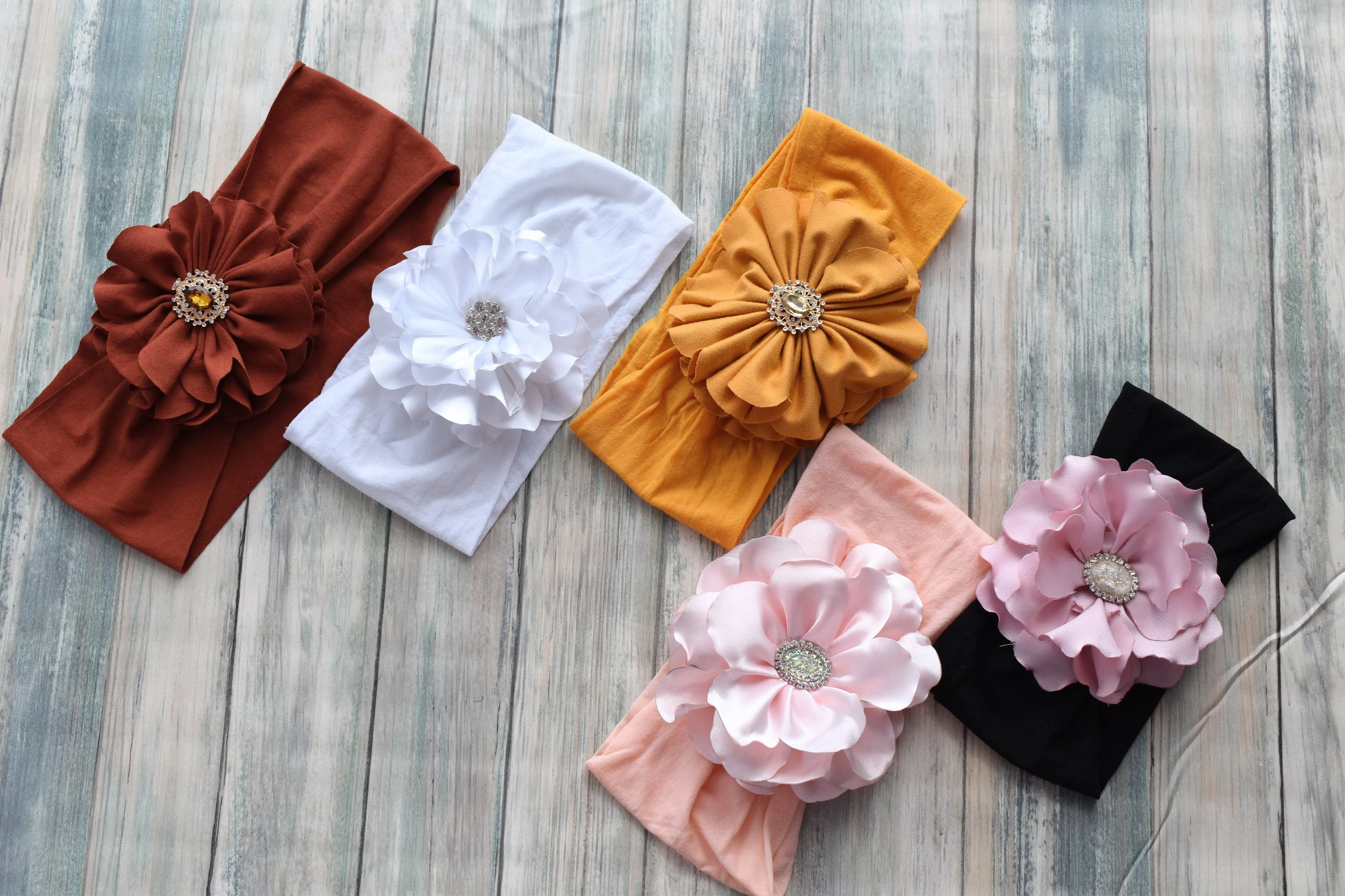 Baby Flower Headband, Elastic Headband with Flower deco, Headband for Baby