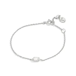 Baguette Mini Bracelet, White Topaz, Silver