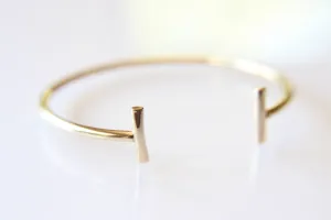 Bar Cuff Bracelet, Gold Cuff Bracelet, T bracelet, Stacking Bracelet, Open Bangle Bracelet, Boho Chic, Adjustable Cuff, Minimalist Jewelry