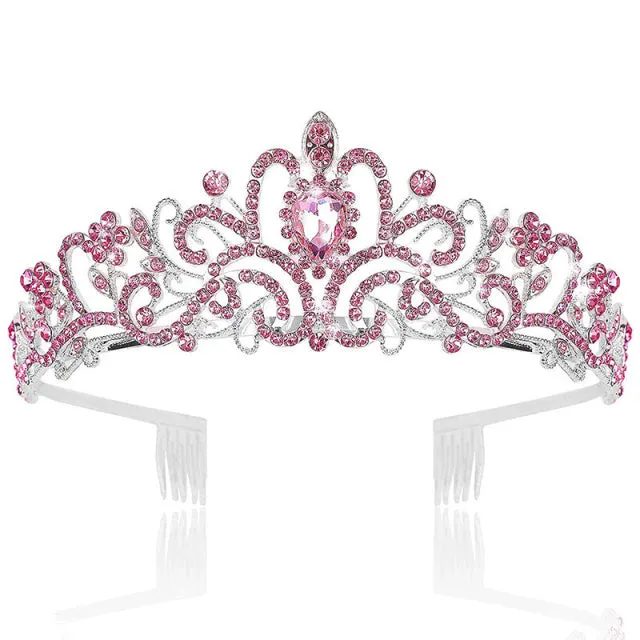 Baroque High Court Crystal Wedding Crown-Princess Bridal Tiaras-Mis Quince Hair Jewelry