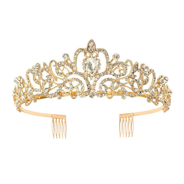 Baroque High Court Crystal Wedding Crown-Princess Bridal Tiaras-Mis Quince Hair Jewelry