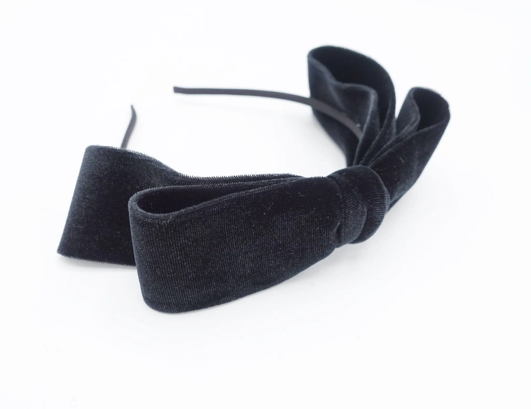 basic velvet layered bow headband thin hairband women hair accessory