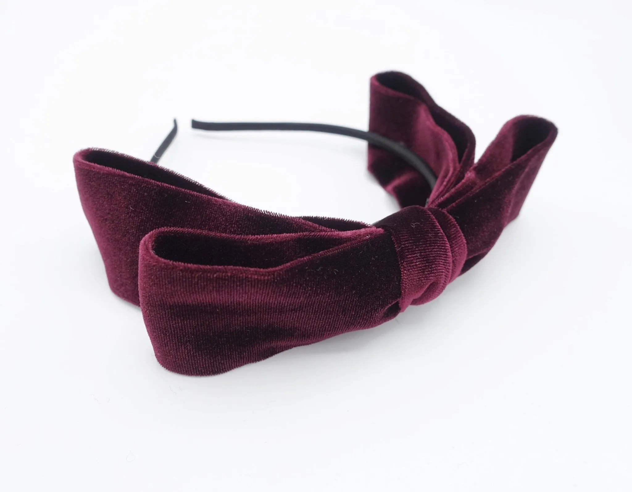 basic velvet layered bow headband thin hairband women hair accessory