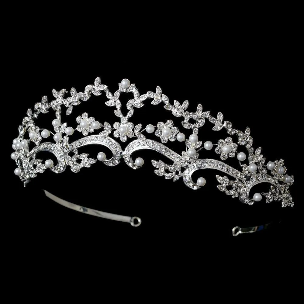 Beautiful Vintage inspired Pearl & Crystal Wedding Tiara