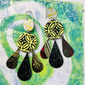 Black & Golds Tin Chandelier Earrings