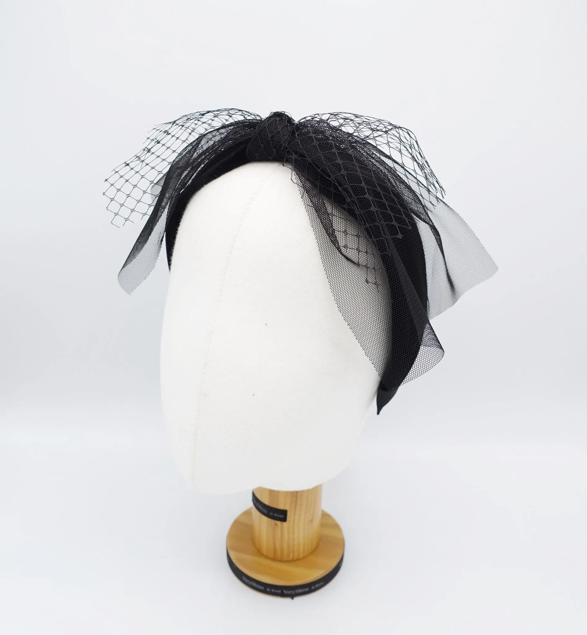 black mesh veil bow knot headband fascinator hairband