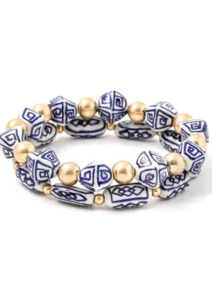 Blue & White Beaded Bracelet