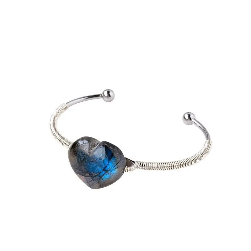 Blue Light Labradorite Love Hand-woven Moonstone Bracelet