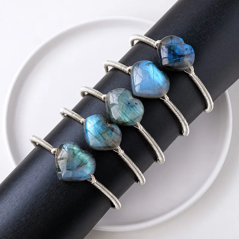 Blue Light Labradorite Love Hand-woven Moonstone Bracelet