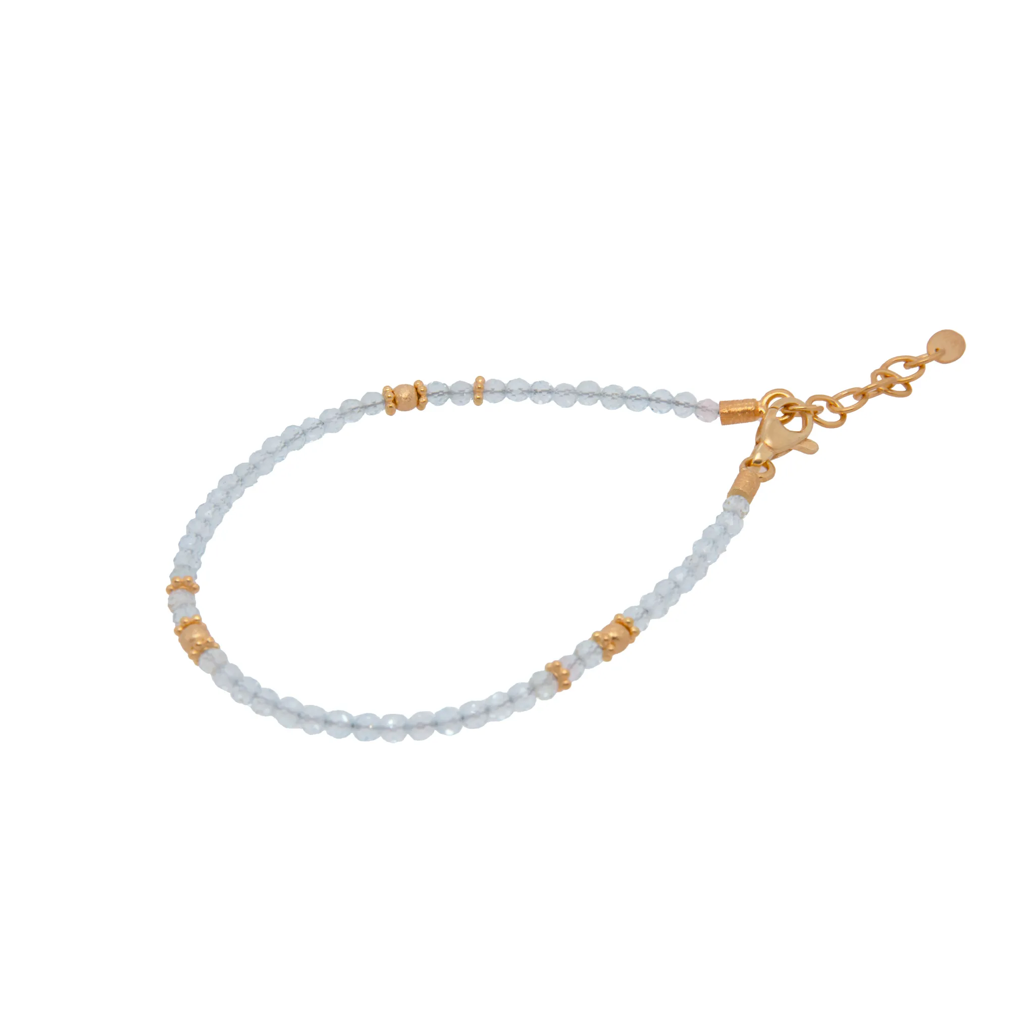 Blue Topaz 3mm Bracelet 24K Fair Trade Gold Vermeil